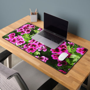 Hot Pink Geranium Flowers, Desk Mat