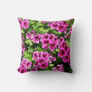 Hot Pink Geranium Flowers Growing On A Bush, Cushion