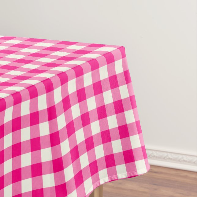 Hot Pink Gingham Cotton Tablecloth (In Situ)