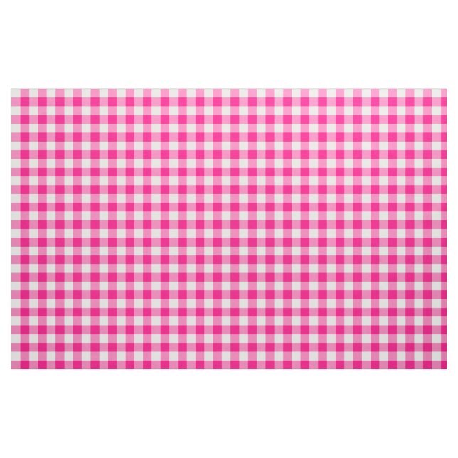 Hot Pink Gingham Pattern Fabric (Yard)