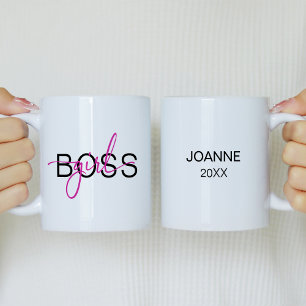 Hot Pink Girl Boss  Two-Tone Coffee Mug