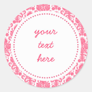 Hot Pink Girly Damask Label