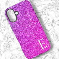 Hot Pink Girly Printed Glitter Cute Monogram