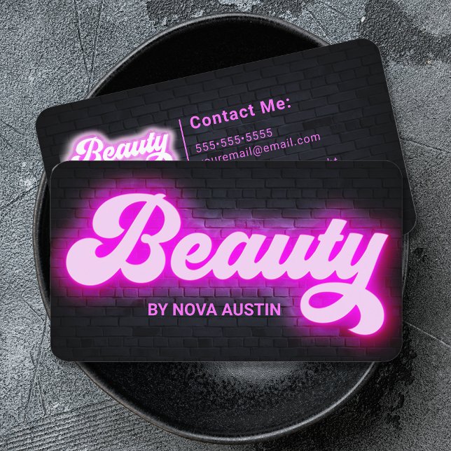 Hot Pink Glam Beauty Salon Hairstylist QR Code Business Card (Creator Uploaded)