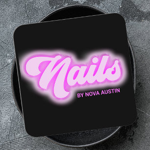 Hot Pink Glam Beauty Salon Nail Tech QR Code Square Business Card