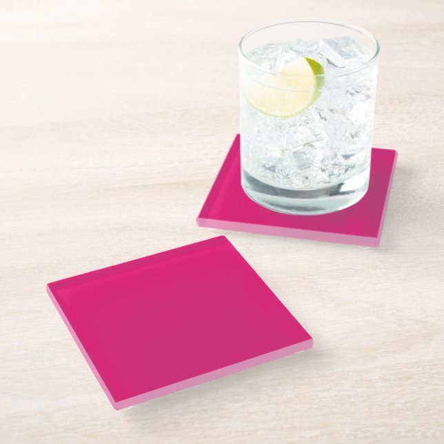 Hot Pink glass coaster (Angled)
