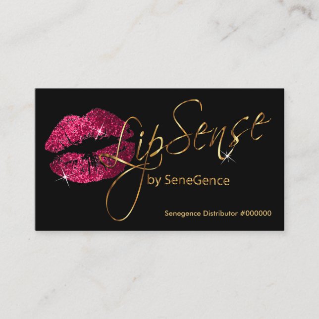 Hot Pink Glitter and Gold Business Card (Front)