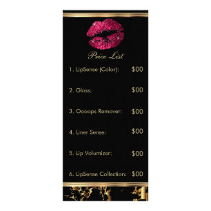 Hot Pink Glitter and Marble Lip Price List Rack Card