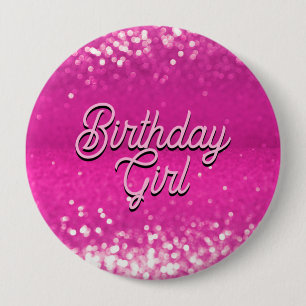 Hot Pink Glitter Bokeh Custom Text 10 Cm Round Badge