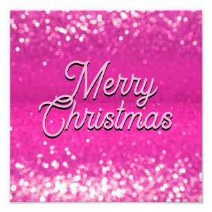 Hot Pink Glitter Bokeh Custom Text Photo Print