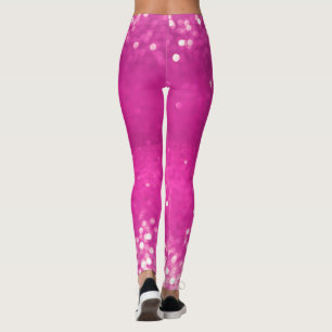 Hot Pink Glitter Bokeh Leggings