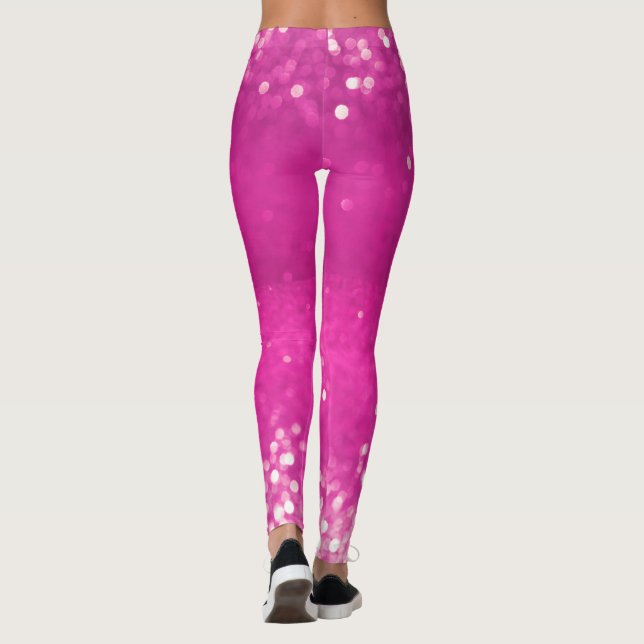 Hot Pink Glitter Bokeh Leggings (Back)