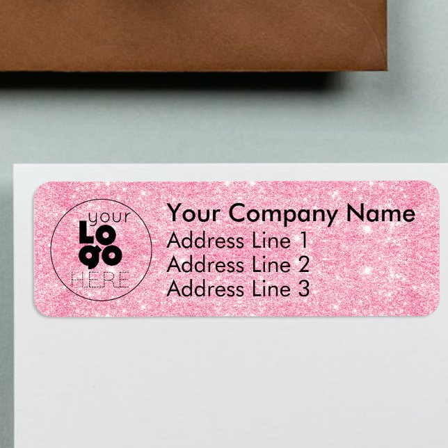 Hot Pink Glitter Business Logo Return Address (Creator Uploaded)