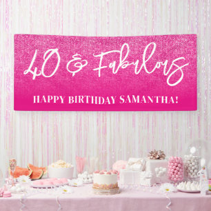 Hot Pink Glitter Colour Block 40 and Fabulous Banner