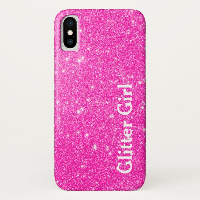 Hot Pink Glitter Girl Show Your Glamours Sparkle Case-Mate iPhone Case (Back)