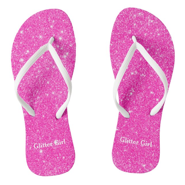 Hot Pink Glitter Girl Show Your Glamours Sparkle Jandals (Footbed)
