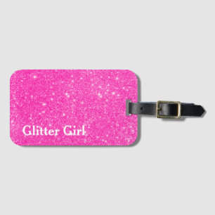 Hot Pink Glitter Girl Show Your Sparkle Luggage Tag