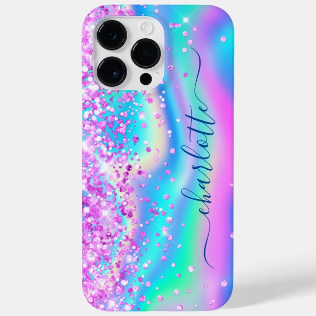 Hot Pink Glitter Iridescent Glam Girly Signature Case-Mate iPhone Case (Back)
