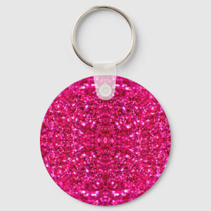 hot pink glitter key ring