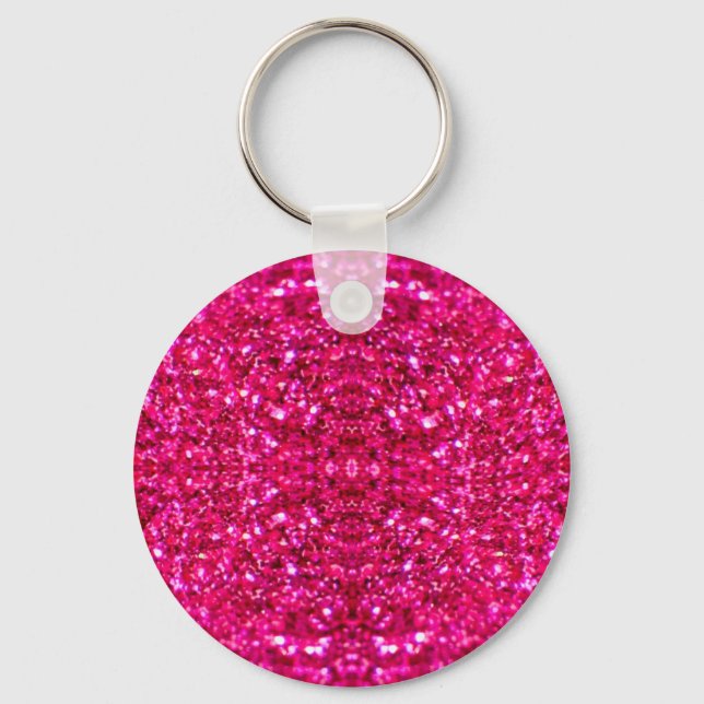 hot pink glitter key ring (Front)