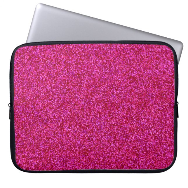 Hot Pink Glitter Laptop Sleeve (Front)