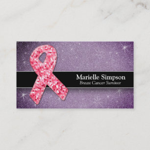 Hot Pink Glitter Life Coach Survivor Breast Cancer Business Card