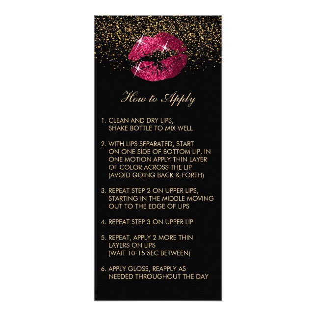 Hot Pink Glitter Lip Instructions 3 Rack Card (Front)