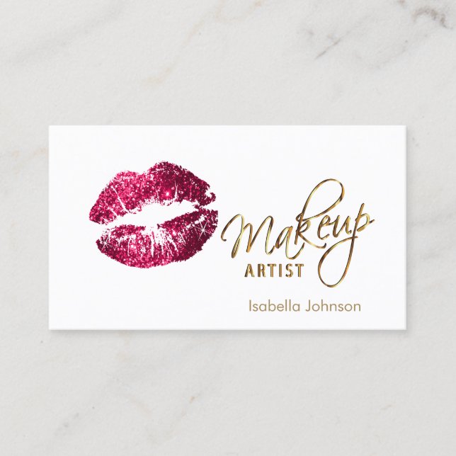 Hot  Pink Glitter Lips 💋Appointment Appointment Card (Front)
