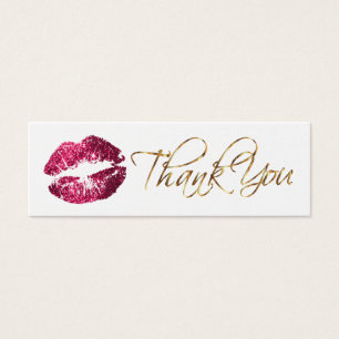 Hot Pink Glitter Lips - Thank You - White