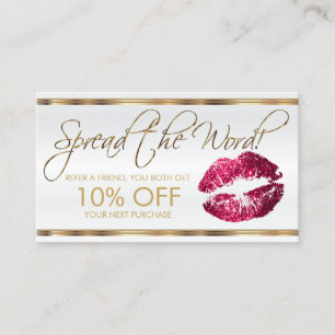 Hot Pink Glitter Lipstick Business Referral Card