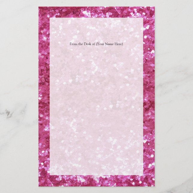 Hot Pink Glitter Look Stationery (Front)