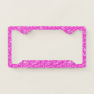 Hot pink glitter pattern licence plate frame