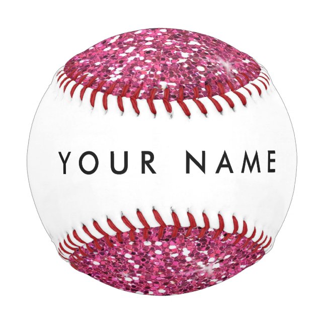 Hot Pink Glitter Printed Baseball (Front)