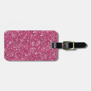 Hot Pink Glitter Printed Luggage Tag