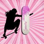 Hot Pink Glitter Skateboard<br><div class="desc">Skateboard pink personalised - customise your own. CLICK PERSONALIZE TEMPLATE OPTION AND ENTER NAME Our skateboards are as sweet as they look, and a delightful gift for a birthday or skate park. Makes a great gift idea for a big cat lover. ⭐This Product is 100% Customisable. *****Click on CUSTOMIZE BUTTON...</div>