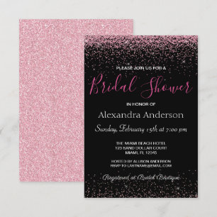 Hot Pink Glitter Sparkle Bridal Shower Invitation