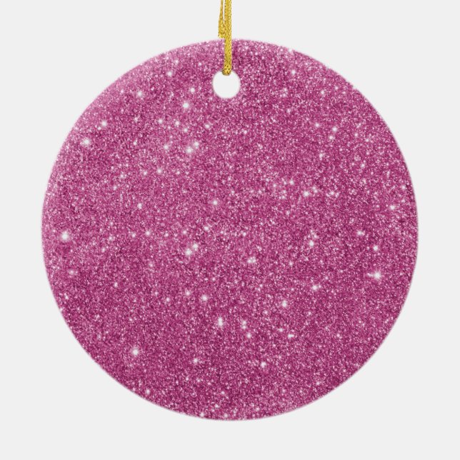 Hot Pink Glitter Sparkles Ceramic Tree Decoration (Back)