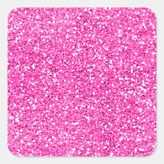Hot Pink Glitter Square Sticker (Front)