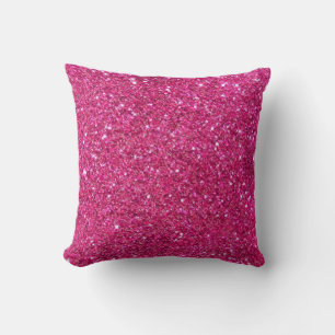 Hot Pink Glitter Throw Pillow