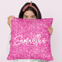 Hot Pink Glitter White Brush Script