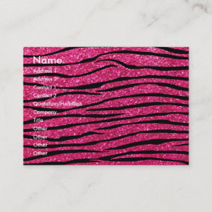 Hot pink glitter zebra stripes business card