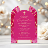Hot Pink Gold Agate Confirmation Modern