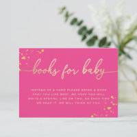 Hot Pink Gold Books Request Insert Card