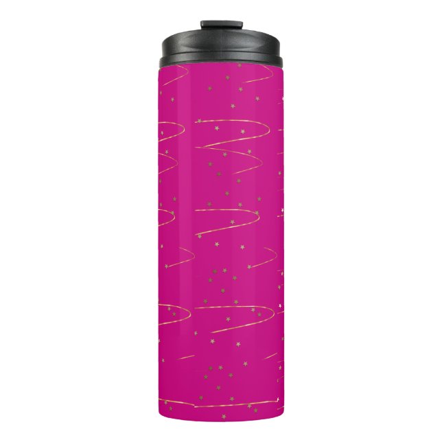 Hot Pink Gold Celestial Thermal Tumbler (Front)