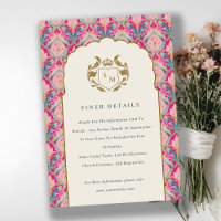 Hot Pink Gold Classy Floral Laurel Wedding Detail