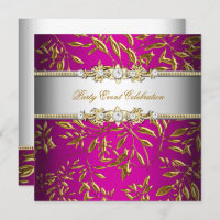 Hot Pink Gold Embossed Look Elegant Party