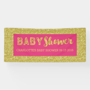 Hot Pink Gold Glitter Baby Shower Sign Custom