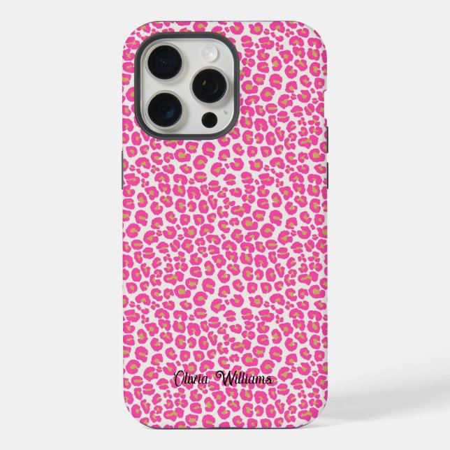 Hot Pink Gold Leopard Pattern iPhone Case (Back)