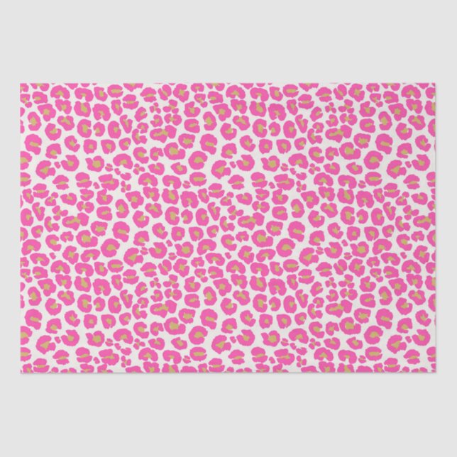 Hot Pink Gold Leopard Pattern Tissue Paper (Front)