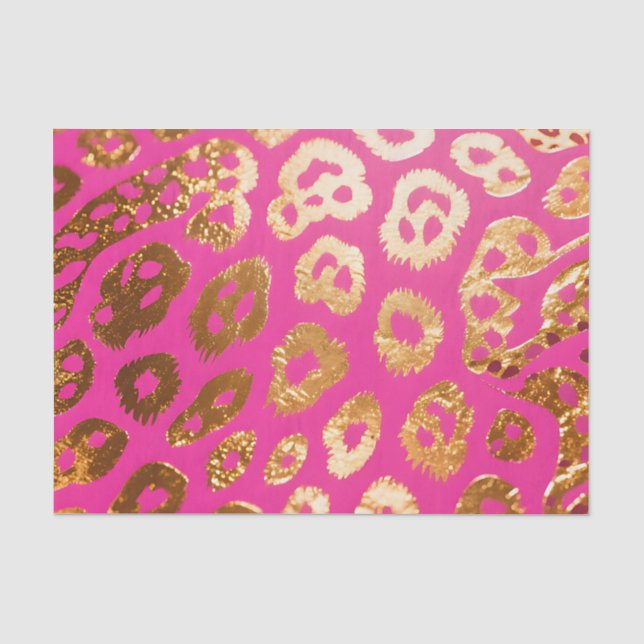 Hot Pink Gold Leopard Print Glam Tissue Paper (Front)